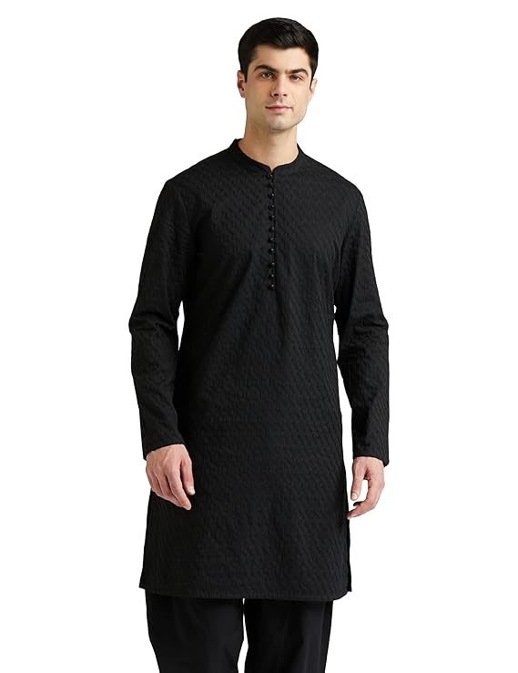 Men's Cotton Embroidered Long Kurta – Traditional Indian ethnic wear for weddings, festivals, and parties