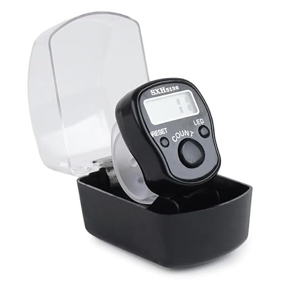 Manual Digital Hand Tally Counter in Black – LED light clicker, compact and portable for laps, events, or daily tracking