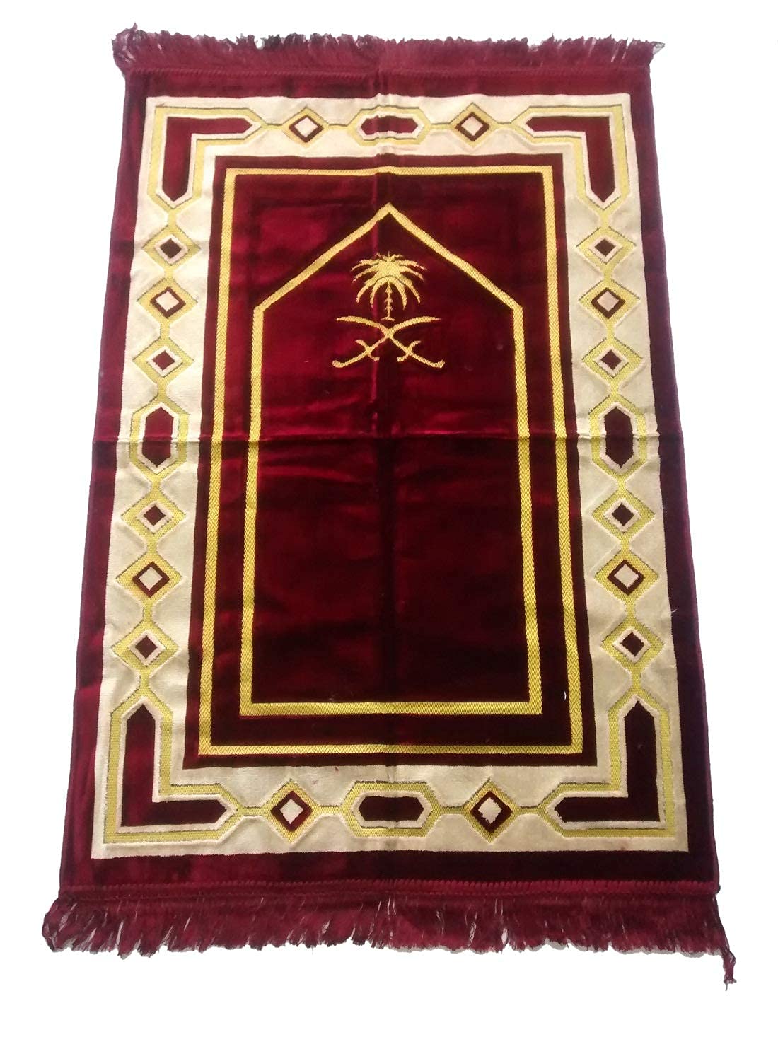 Maroon Muslim Prayer Mat 70cm x 110cm Velvet for Comfort