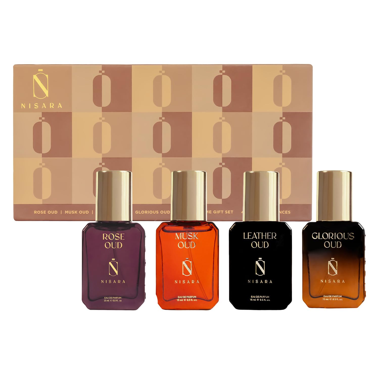 Nisara Long-Lasting Oud Gift Set – 60ml Pocket Perfume Kit with Rose, Musk & Oud Notes.