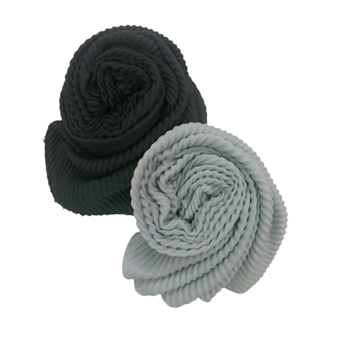 Women’s Pleated Ironless Crush Cotton Muslim Hijab Combo of 2 Summer Shawl/Duppatta/Stoles/Head Scarves for Girls