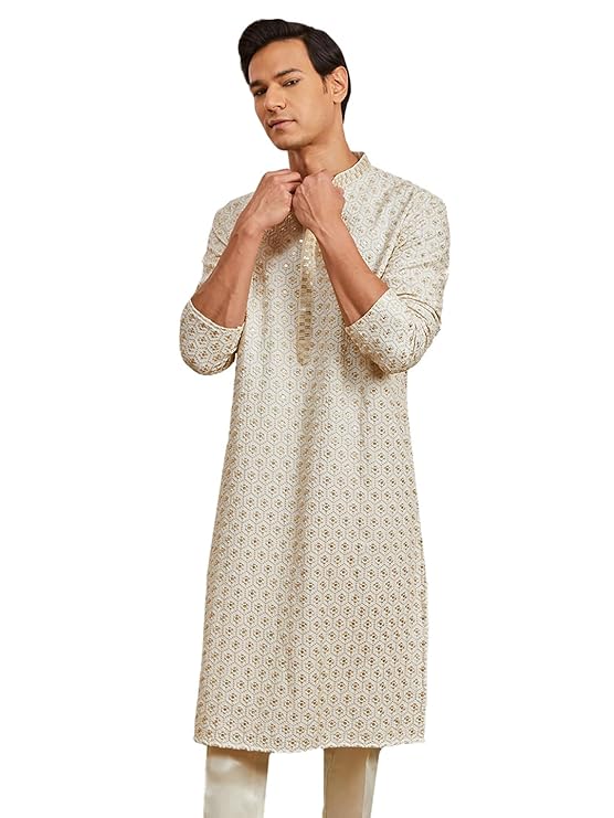 VASTRAMAY Men's Rayon Kurta - This Men's Kurta exudes Elegance with its Intricate Design and Sophisticated Color Palette.