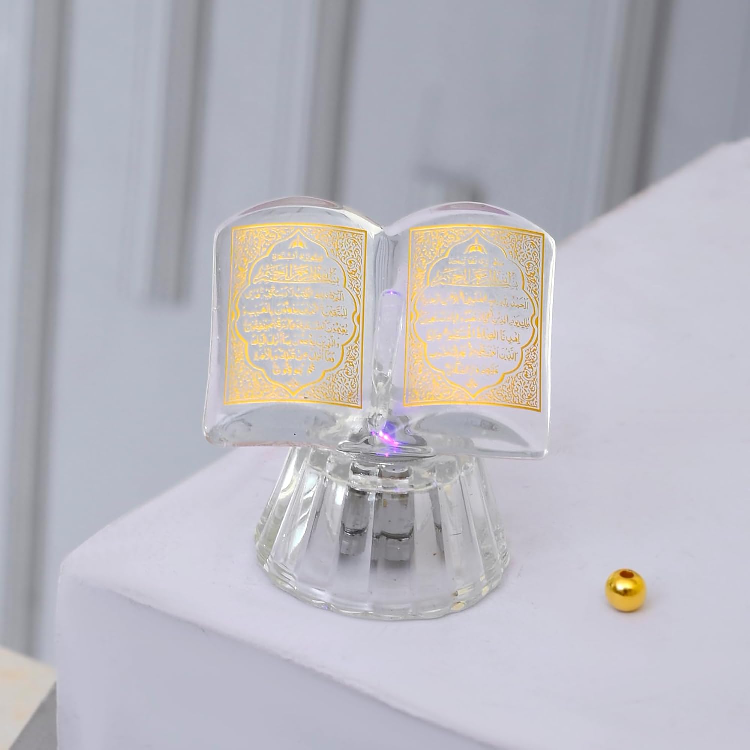 Islamic Quran Replica Crystal Book with LED Light - Collectible Gift (DSGN2)