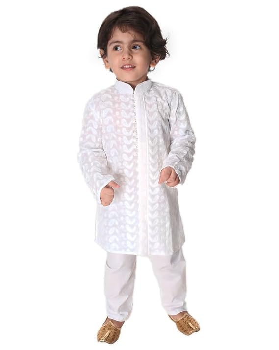 White Kurta Pyjama For Boys